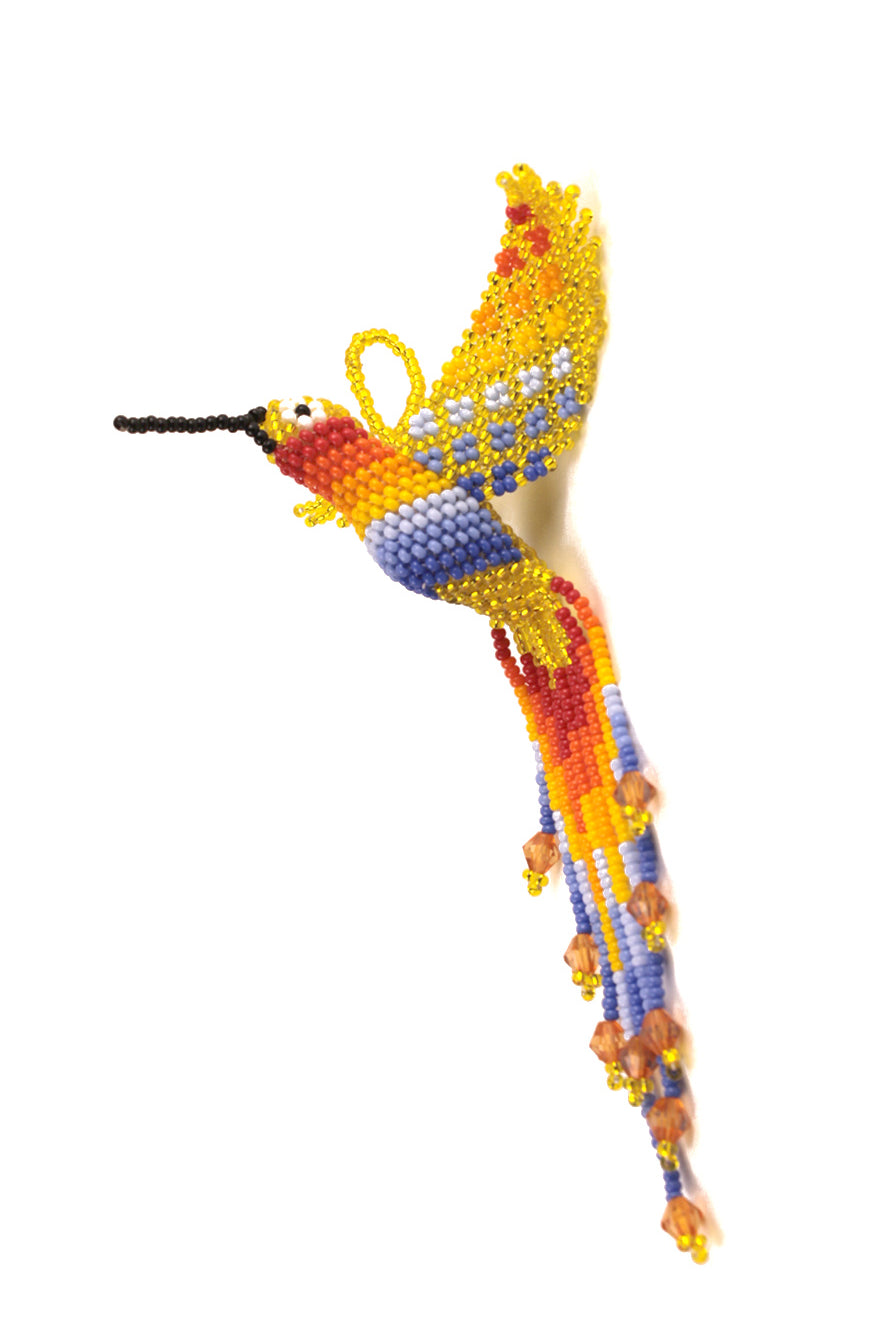 Yellow Hummingbird in Colorful Beads – 3D