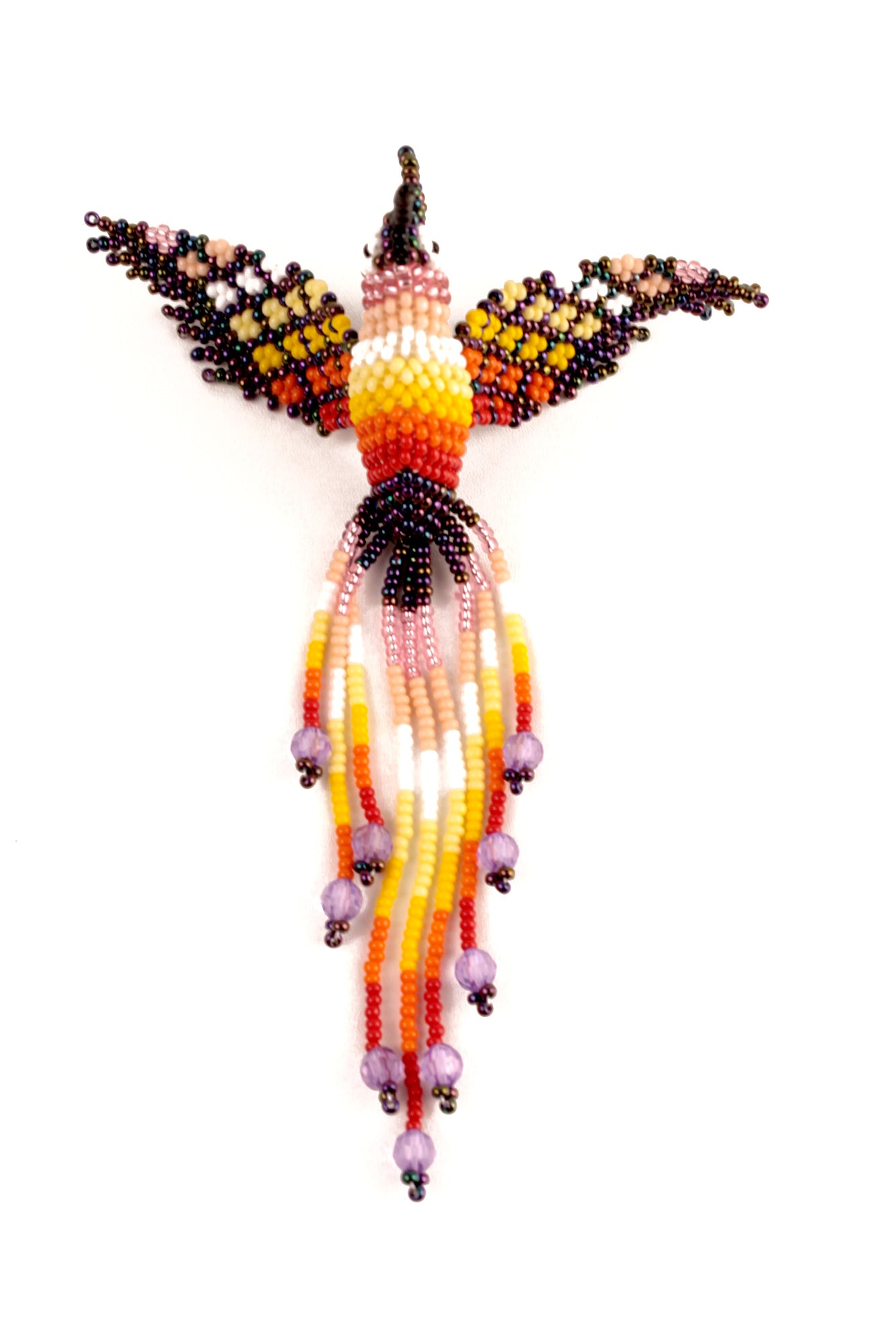 Colibri Violet intense en perles colorées – 3D
