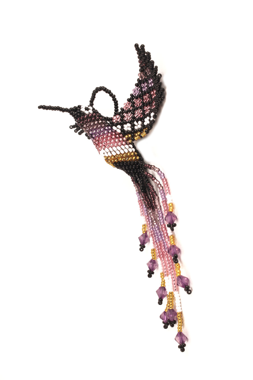 Black and Purple Beaded Hummingbird – 3D