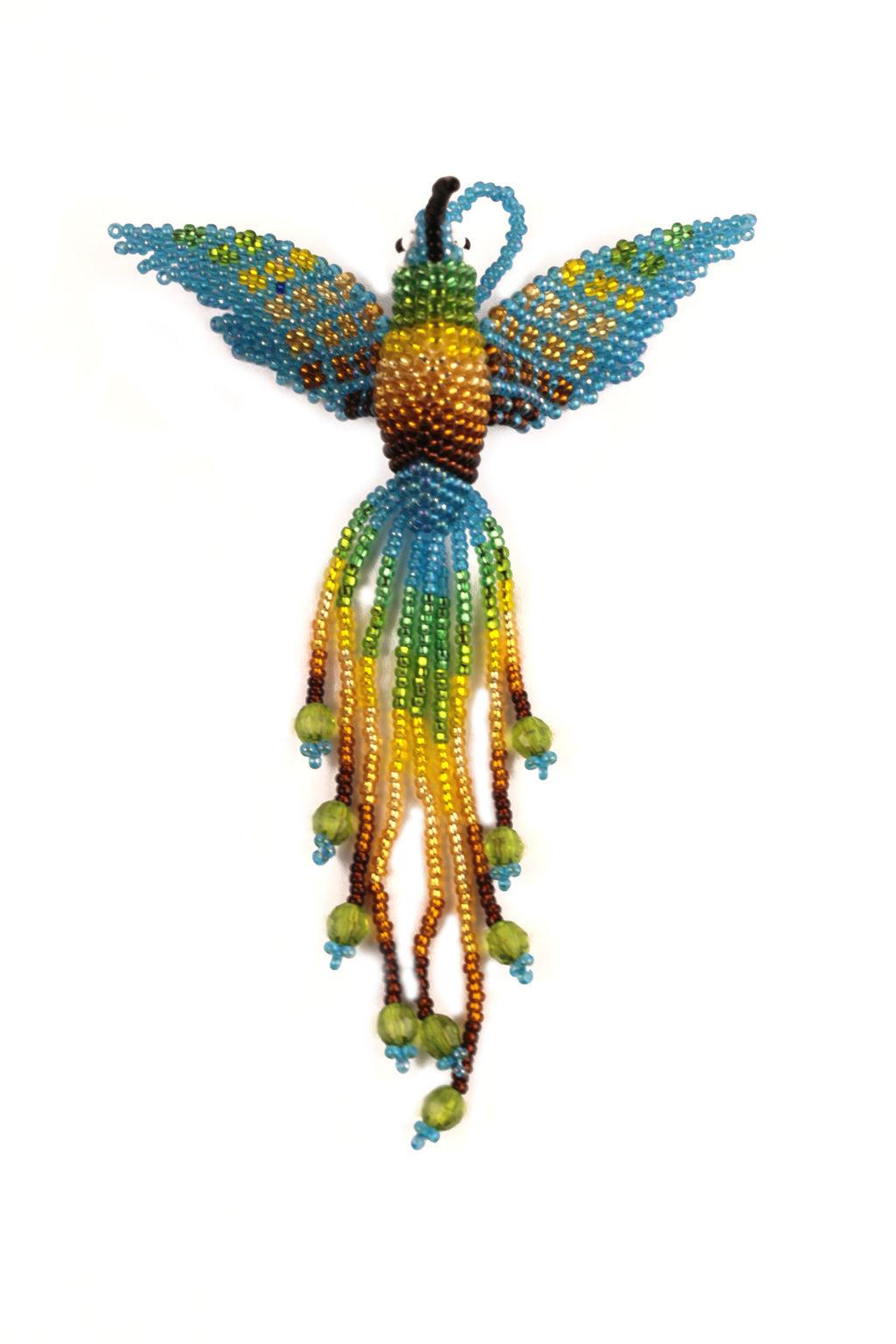 Blue and Brown Hummingbird in Colored Beads - 3D