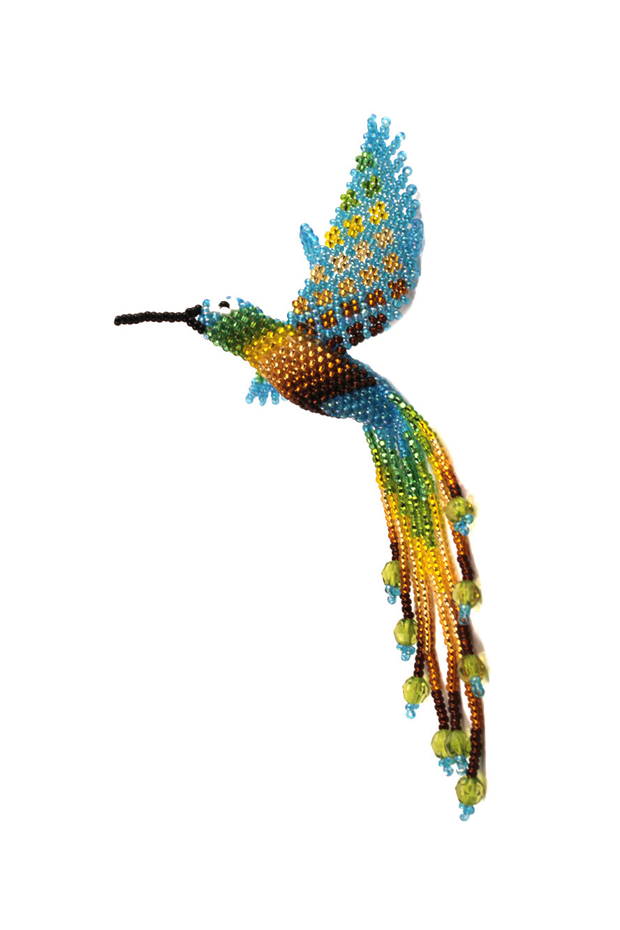 Colibri Bleu et Marron en perles colorées – 3D