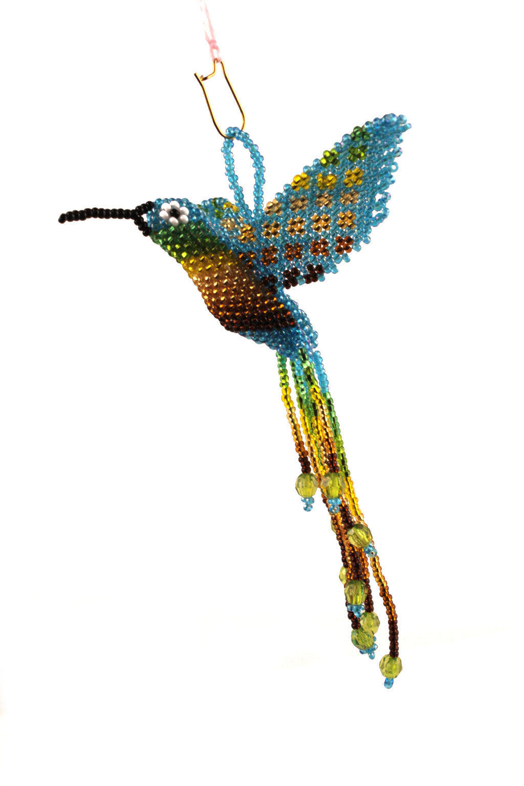 Blue and Brown Hummingbird in Colored Beads - 3D