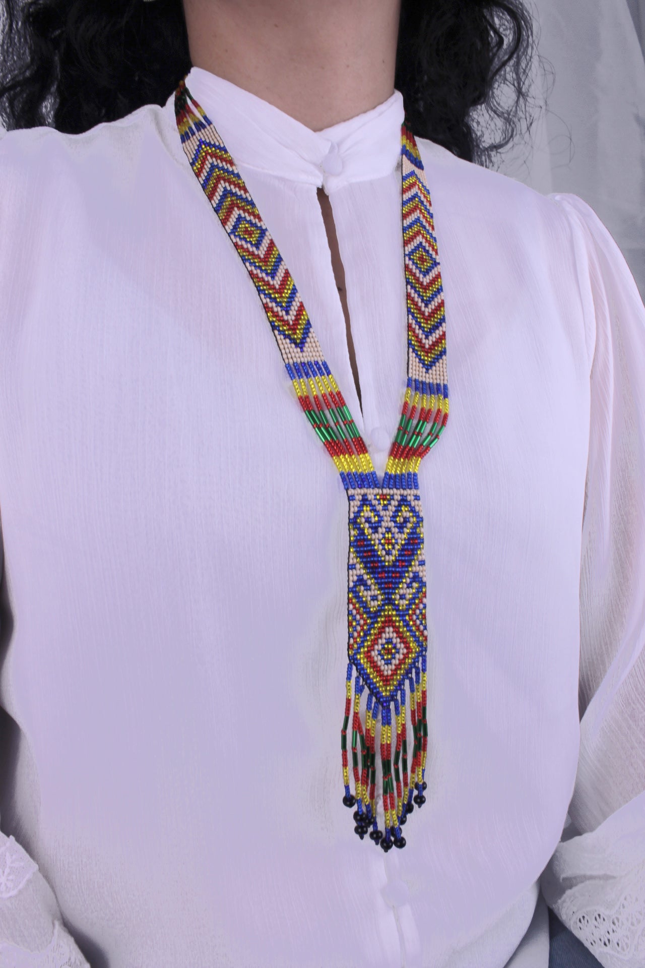 Eye of Horus necklace, approximately 48 cm x 4 cm, entirely handmade from colorful beads