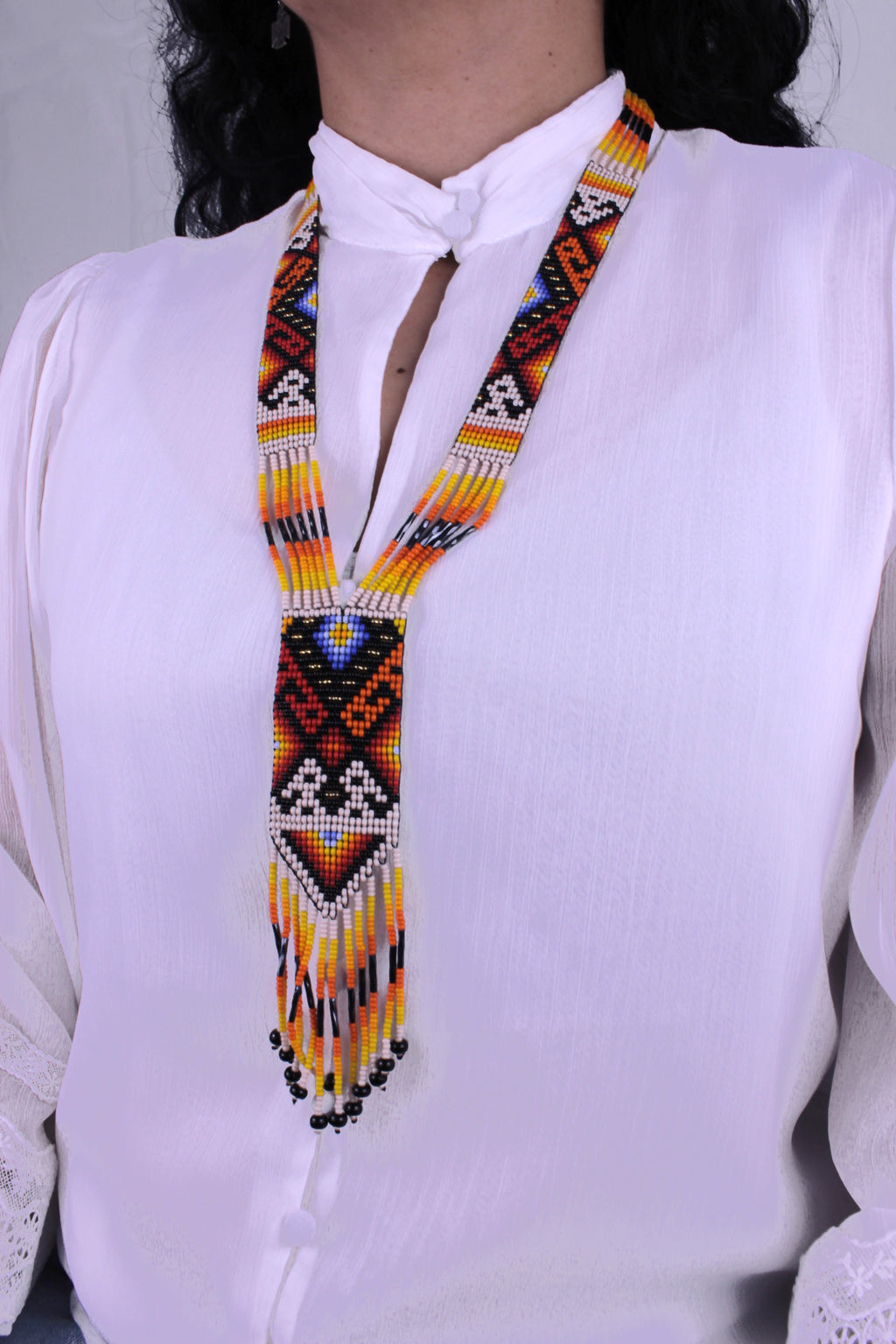 Spirit necklace about 48 cm x 4 cm, entirely handmade with colorful beads
