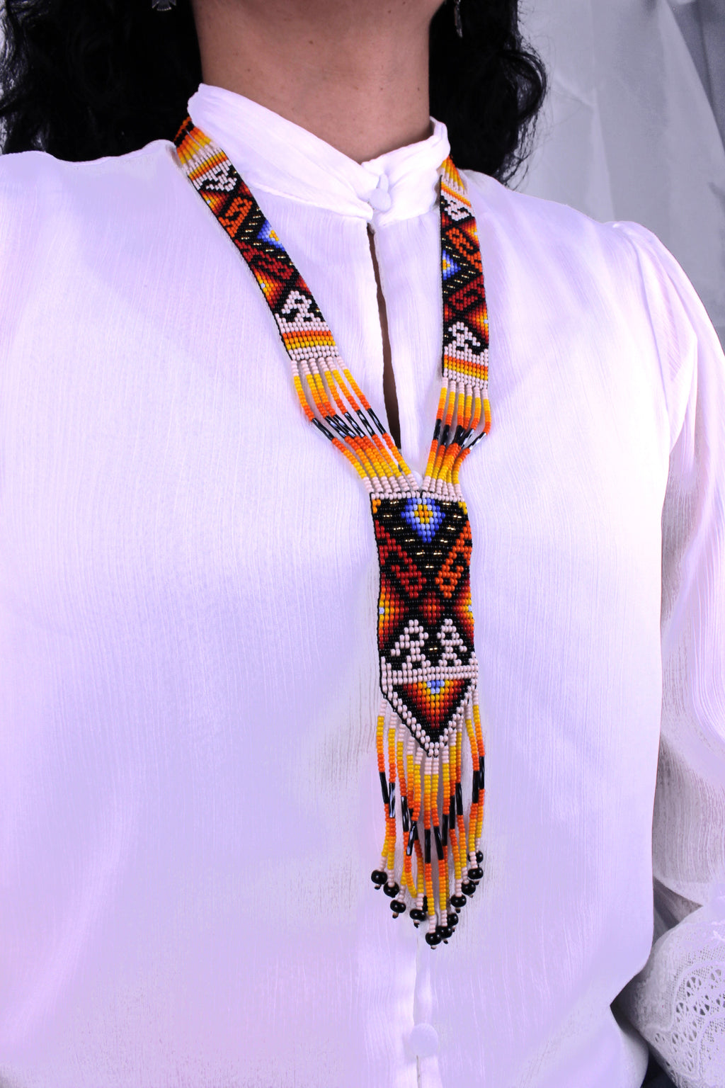Spirit necklace about 48 cm x 4 cm, entirely handmade with colorful beads